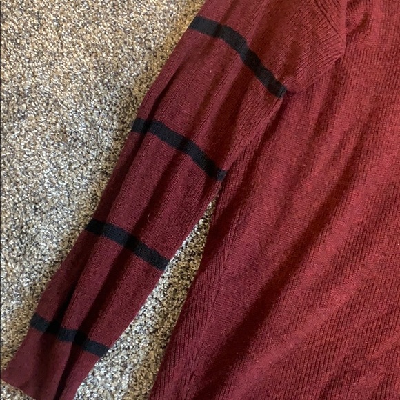 Maroon with black striped sleeve sweater tunic - Picture 2 of 4